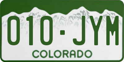 CO license plate 010JYM