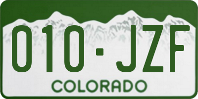 CO license plate 010JZF