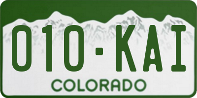 CO license plate 010KAI