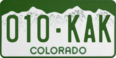 CO license plate 010KAK