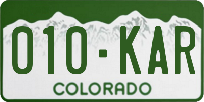 CO license plate 010KAR