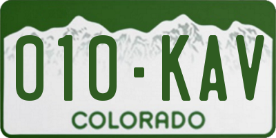 CO license plate 010KAV