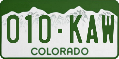 CO license plate 010KAW