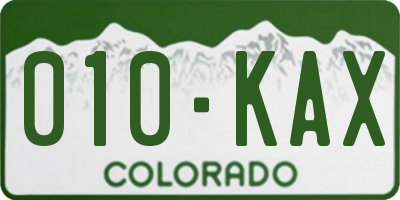 CO license plate 010KAX