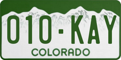 CO license plate 010KAY