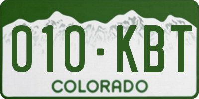 CO license plate 010KBT