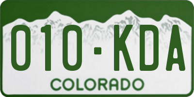 CO license plate 010KDA