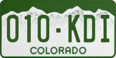 CO license plate 010KDI