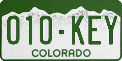 CO license plate 010KEY