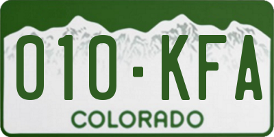 CO license plate 010KFA