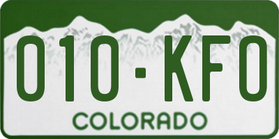 CO license plate 010KFO