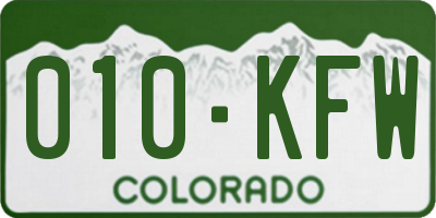CO license plate 010KFW
