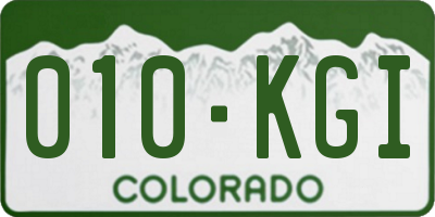 CO license plate 010KGI