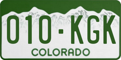 CO license plate 010KGK