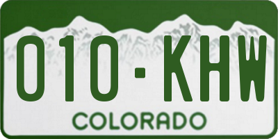 CO license plate 010KHW