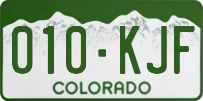 CO license plate 010KJF