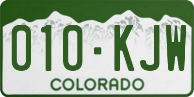 CO license plate 010KJW