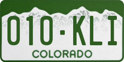 CO license plate 010KLI