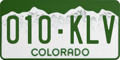 CO license plate 010KLV