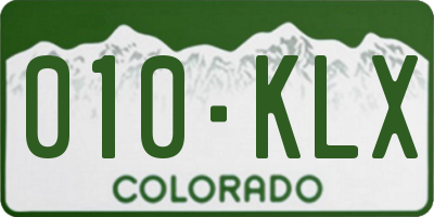 CO license plate 010KLX