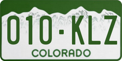 CO license plate 010KLZ