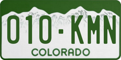 CO license plate 010KMN