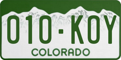 CO license plate 010KOY
