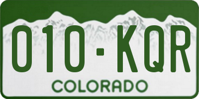 CO license plate 010KQR