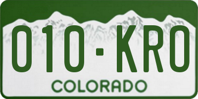 CO license plate 010KRO