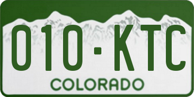 CO license plate 010KTC
