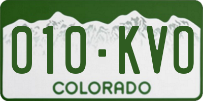 CO license plate 010KVO