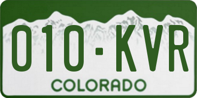 CO license plate 010KVR