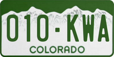 CO license plate 010KWA