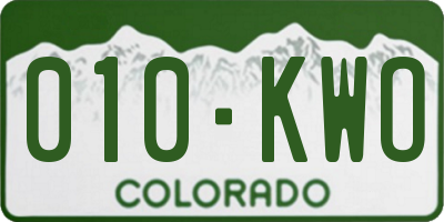 CO license plate 010KWO