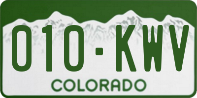 CO license plate 010KWV