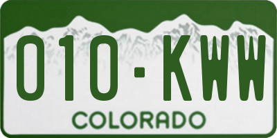 CO license plate 010KWW