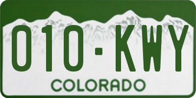 CO license plate 010KWY