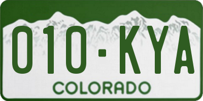 CO license plate 010KYA