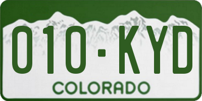 CO license plate 010KYD