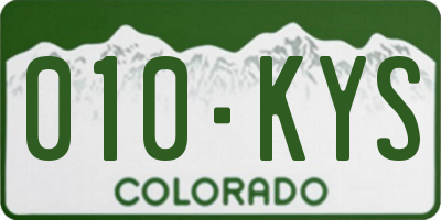 CO license plate 010KYS