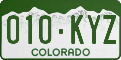 CO license plate 010KYZ