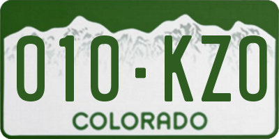 CO license plate 010KZO