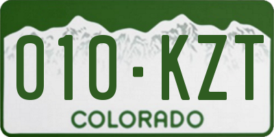 CO license plate 010KZT