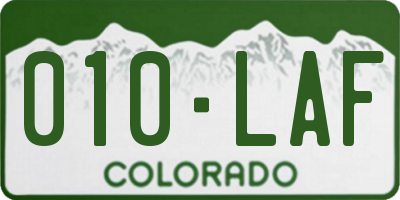 CO license plate 010LAF