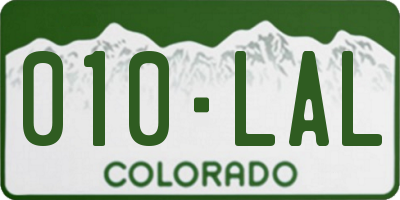 CO license plate 010LAL