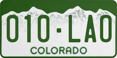 CO license plate 010LAO