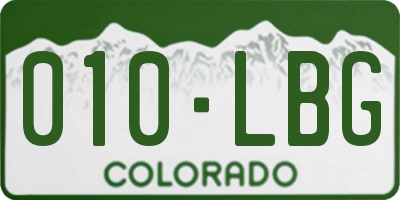 CO license plate 010LBG