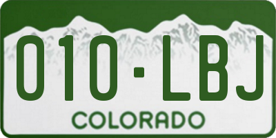 CO license plate 010LBJ