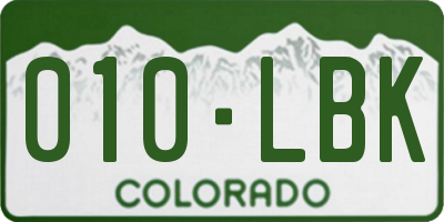 CO license plate 010LBK