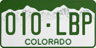 CO license plate 010LBP